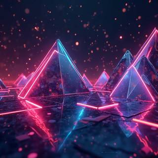 Futuristic Neon Pyramids Background