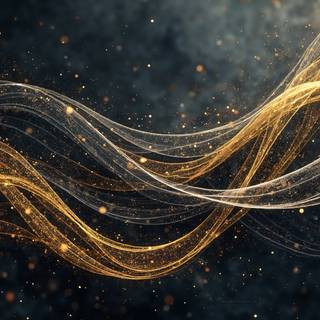 Golden Waves On Black Background