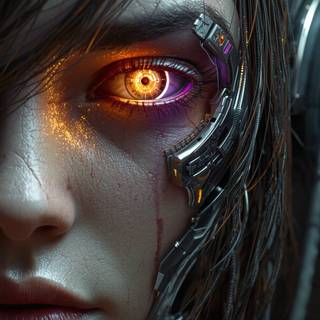 Cyber girl eyes orange