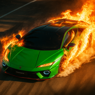 Lamborghini on fire