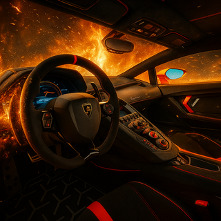 Lamborghini on fire