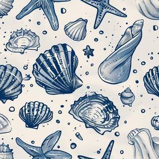 Preppy Blue Sea shell Wallpaper :)