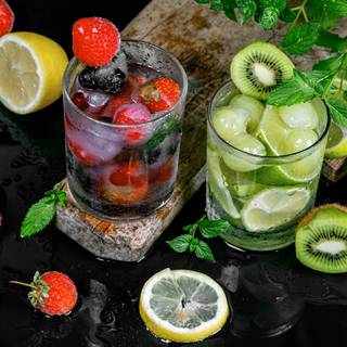 Fruit Glass Strawberry Lemon Kiwi Lemonade Lime 