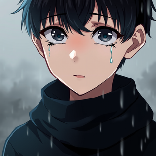 Anime boy crying 