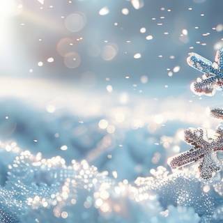 Macro View Of Winter Snowflakes