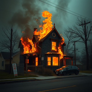 A house on fire 