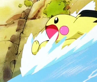 pichu zooming down a waterfall