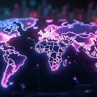 Purple Glowing World Map