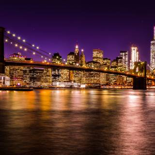 brooklyn bridge new york city skyline cityscape night time