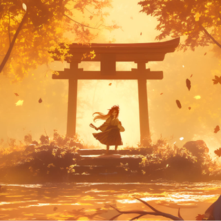 Cute Anime Girl in Fall