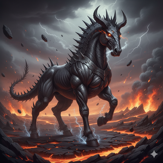 Fakemon Pokemon: Black Armored Horse Dragon