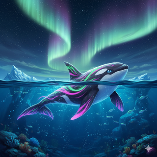 Fakemon Pokemon: Aurora Borealis Orca Whale