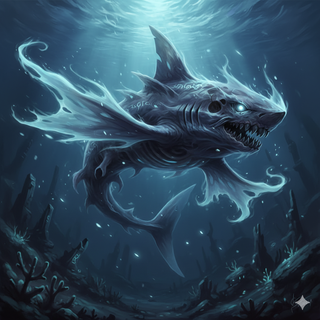 Fakemon Pokemon: Undead Shark with Ghostly Fins