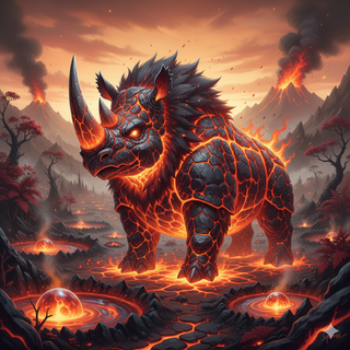 Fakemon Pokemon: Tarpit Woolly Rhino