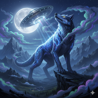 UFO transforms Wolf into a Giant creature that towering over the landscape