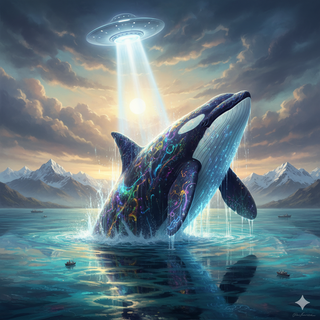 UFO transforms Orca Whale into a Giant creature that towering over the ocean landscape