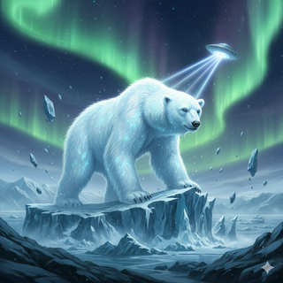 UFO transforms Polar Bear into a Giant creature that towering over the Arctic landscape