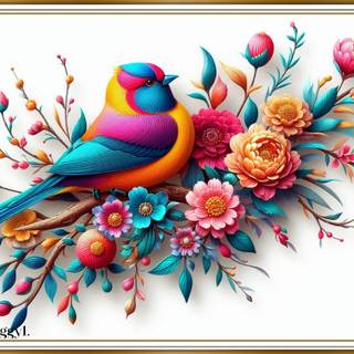 BIRD AND FLOWERS
