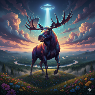 UFO transforms Moose into a Giant creature that towering over the landscape