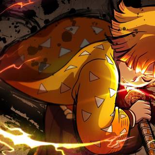 4k zenitsu Demon Slayer wallpaper