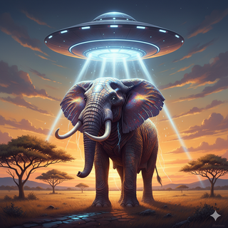 UFO transforms Elephant into a Giant creature that towering over the Savannah landscape
