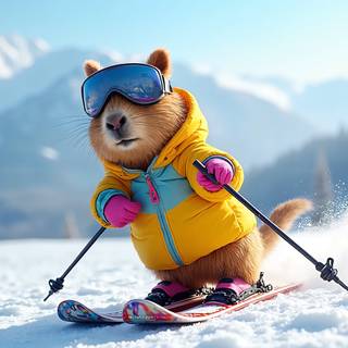 Capybara On Skis