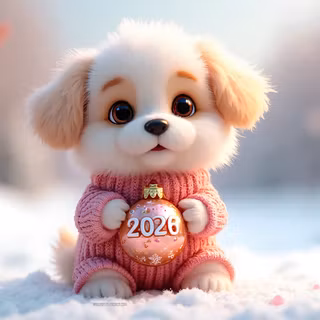Cute Puppy With Pink Christmas Ball