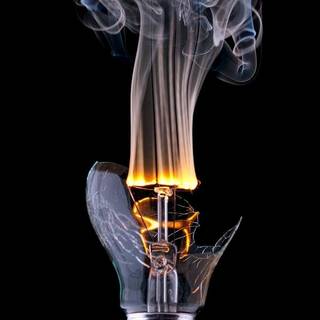 Broken Light Bulb Smoke Burning Spiral Black