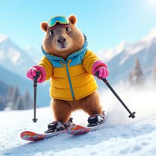 Capybara On Skis