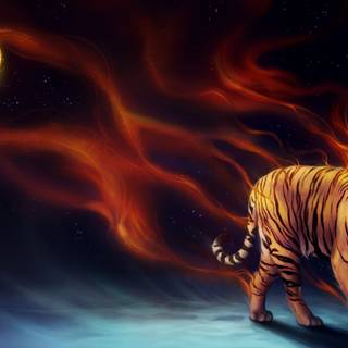 Tiger fantasy magical flame
