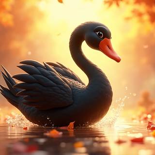 Cartoon Black Swan
