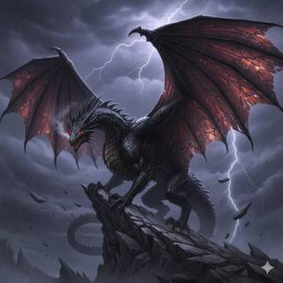 Black Dragon with Red Eyes