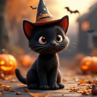 Cartoon 3D Cute Black Cat