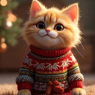 Ginger Cat In A Red Sweater