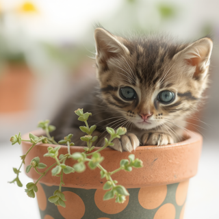 Kitten In Flowerpot