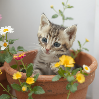 Kitten In Flowerpot