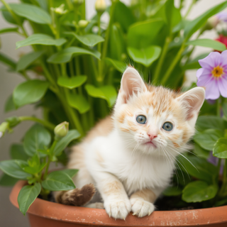 Kitten In Flowerpot
