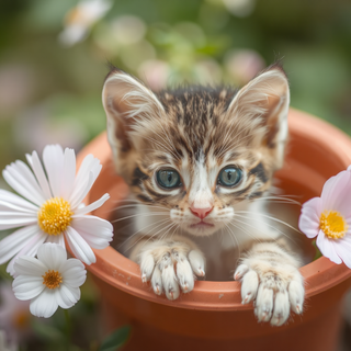 Kitten In Flowerpot