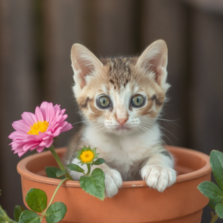 Kitten In Flowerpot