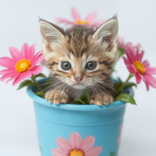 Kitten In Flowerpot