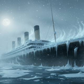 RMS Titanic with an Icy Ghostly appearance