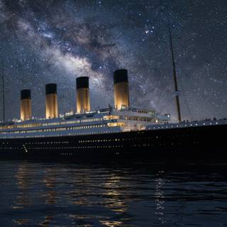 RMS Titanic underneath the Milky Way