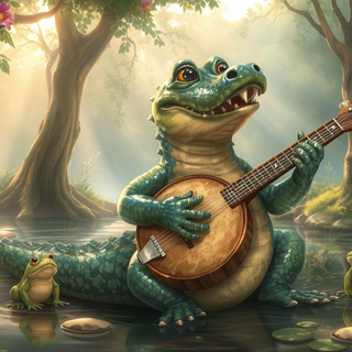Alligator Playing The Banjo