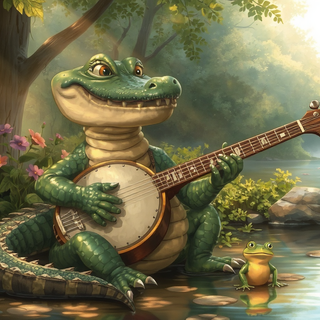 Alligator Playing The Banjo