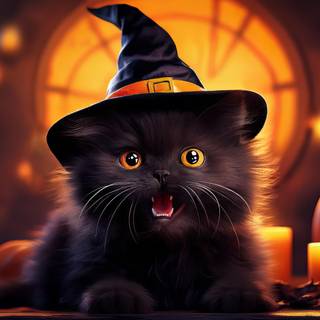Black Witch Cat Halloween