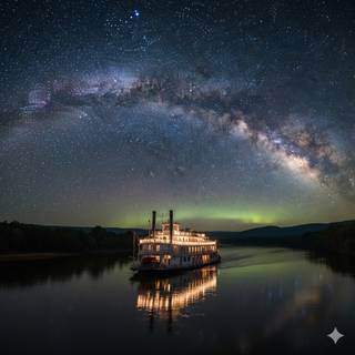 River Steamboat underneath the Milky Way