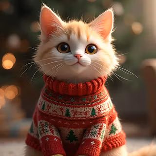 Cat In A Red Christmas Sweater