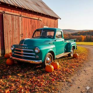 1949 Dodge B1-C-116 Pickup Truck on a Farm during the Autumn Season