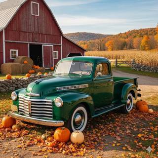 1939 Chevrolet Half-Ton Pickup Truck on a Farm during the Autumn season 