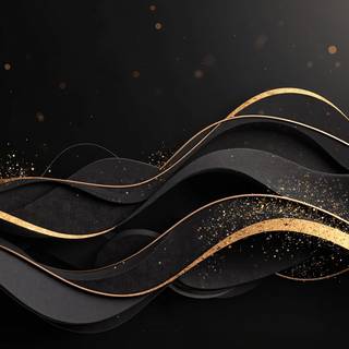 Elegant Black Background With Golden Waves